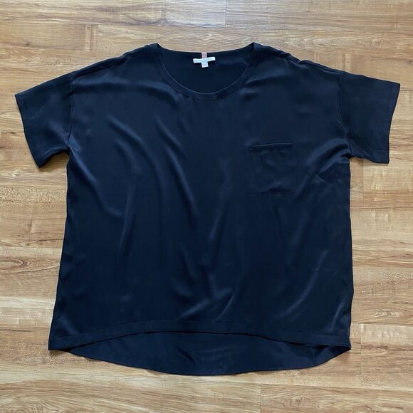 Lunya Black 100% Washable Silk Pajama Pants Short Sleeve Set Oversized Large - Picture 4 of 16